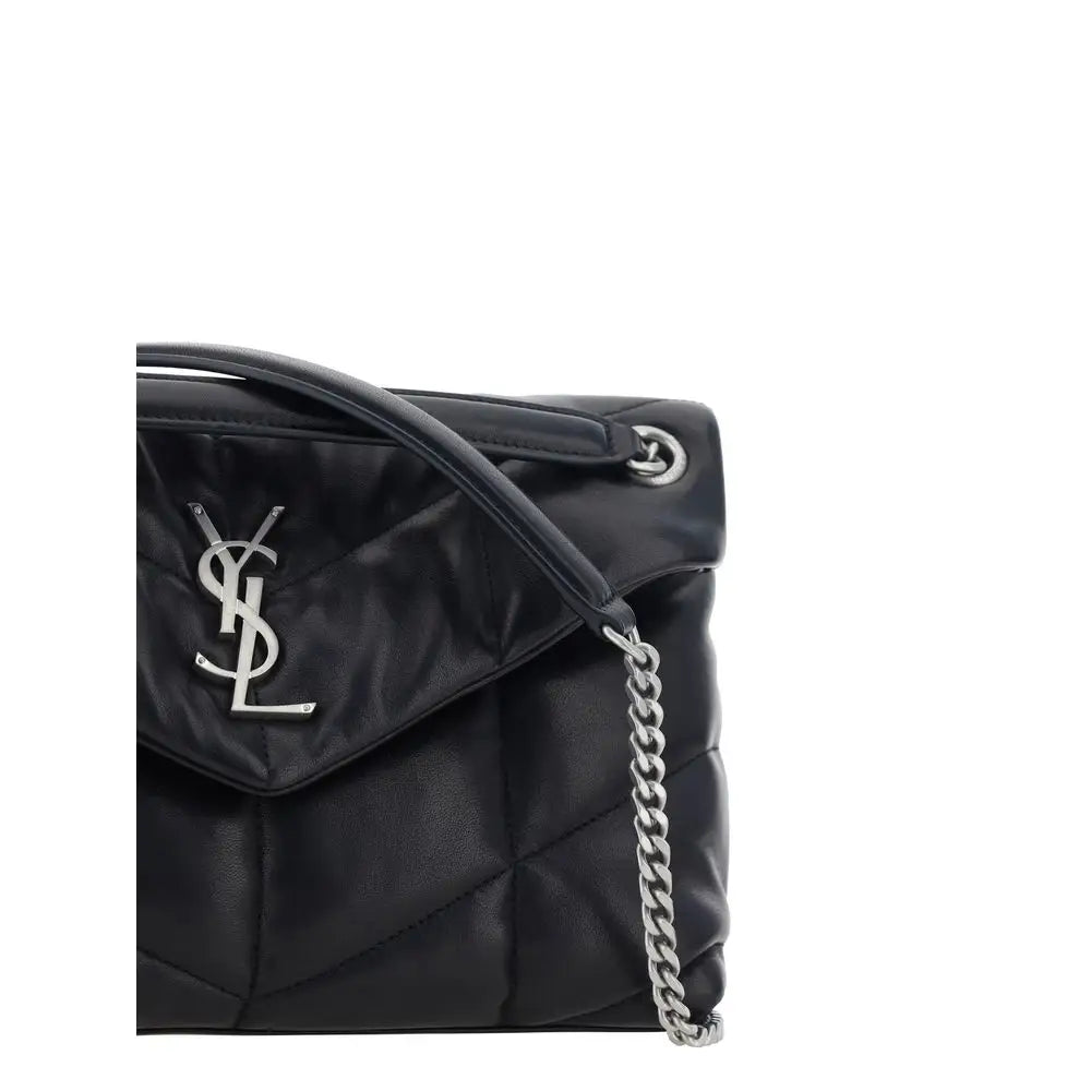 Saint Laurent Schwarze Lammleder Schultertasche Ovis Aries Aries