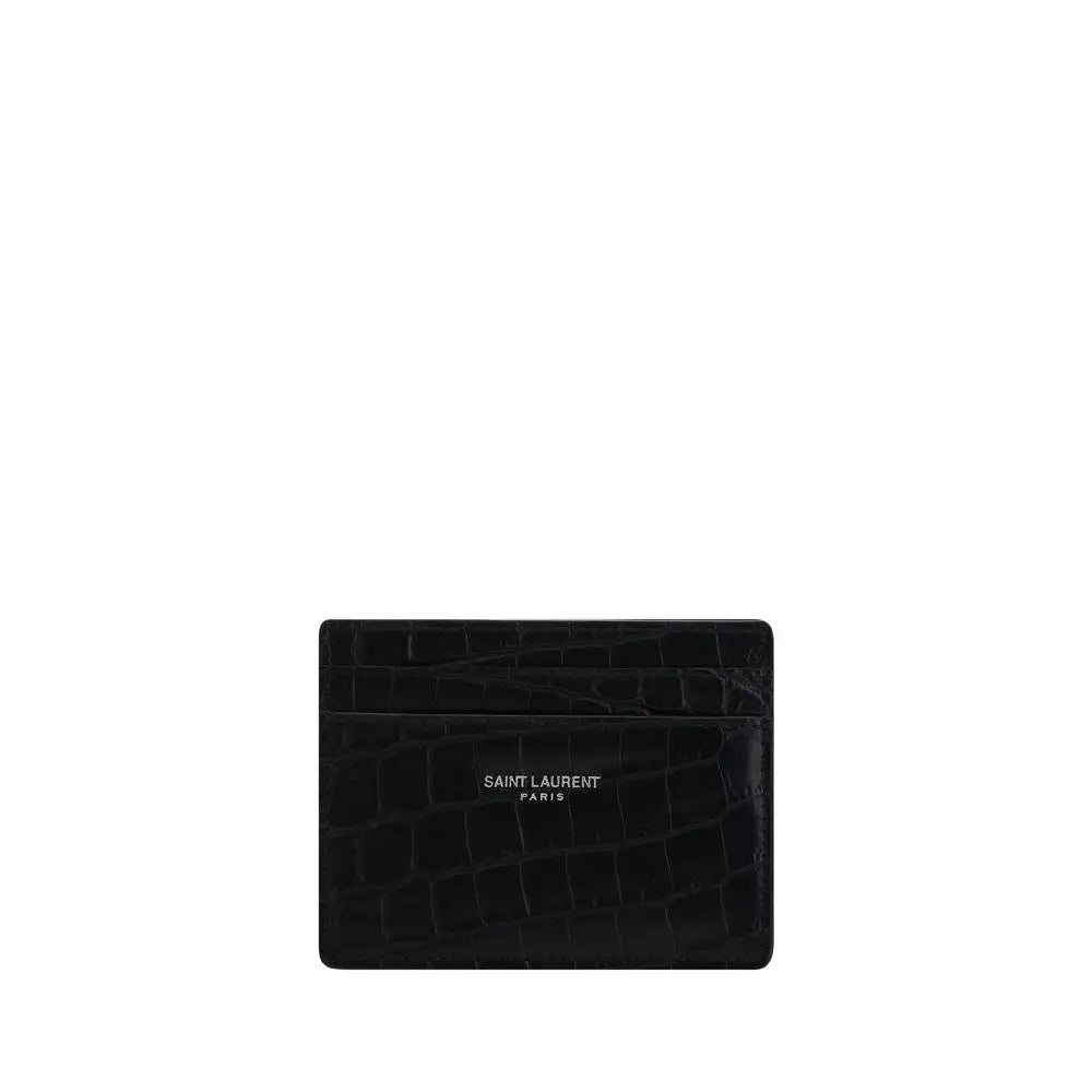 Saint Laurent Schwarzes Kalb Leder Bos Taurus Portemonnaie