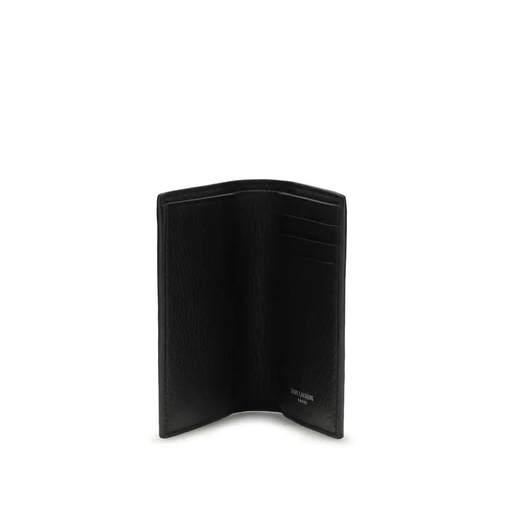 Saint Laurent Schwarzes Kalbsleder Bos Taurus Portemonnaie