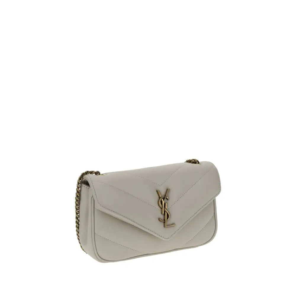 Saint Laurent Weiße Lammleder Schultertasche Ovis Aries Aries
