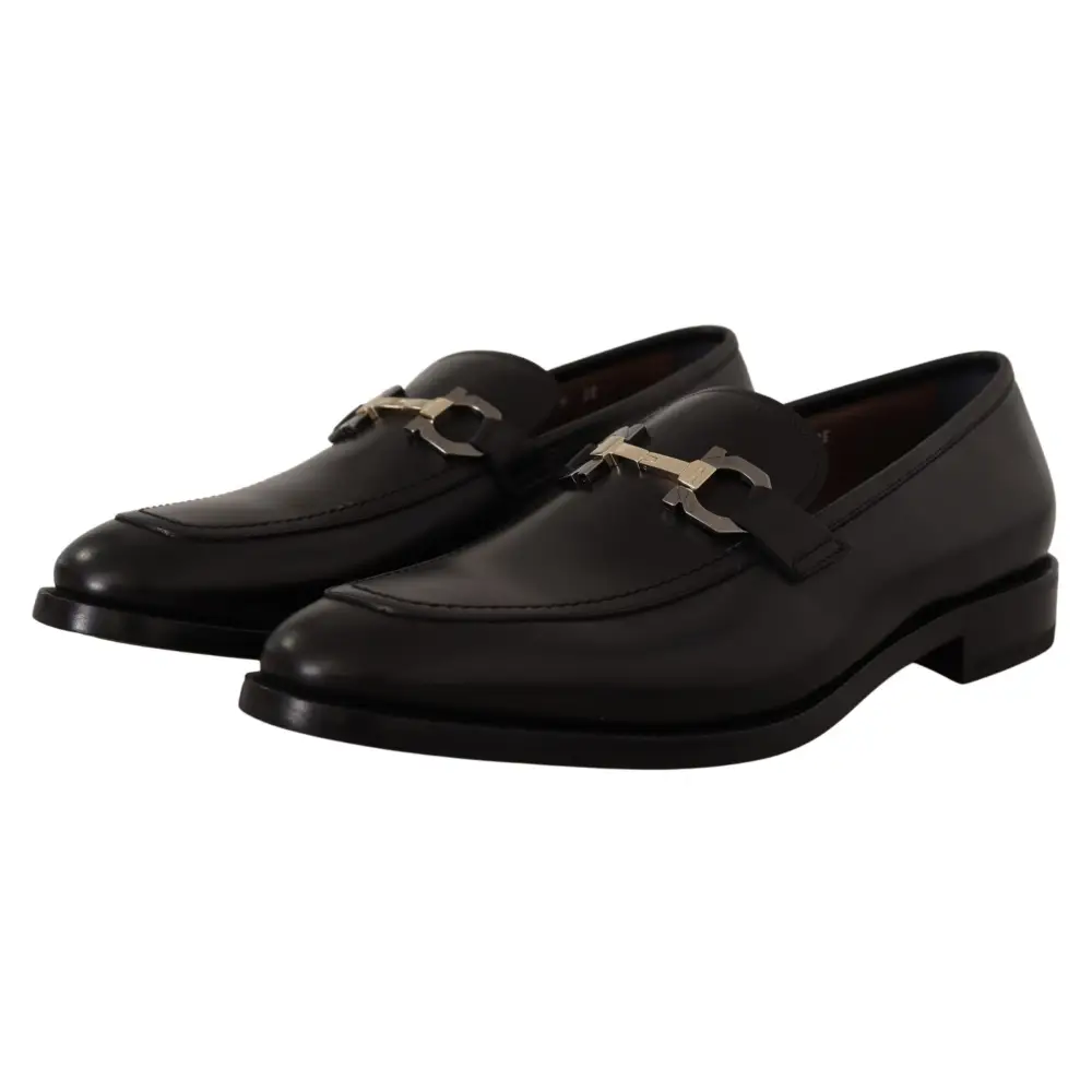 Salvatore Ferragamo Suave Schwarz Leder Gancio Bit Loafers