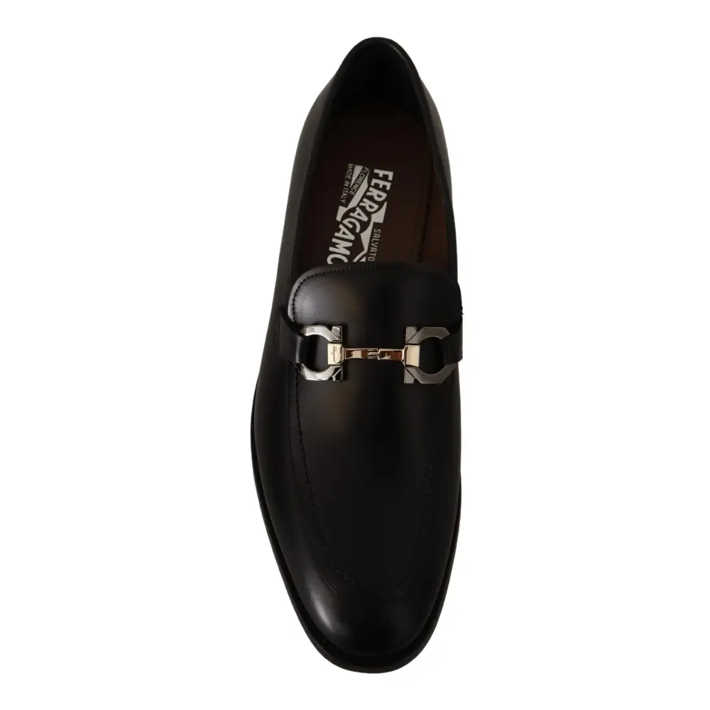 Salvatore Ferragamo Suave Schwarz Leder Gancio Bit Loafers