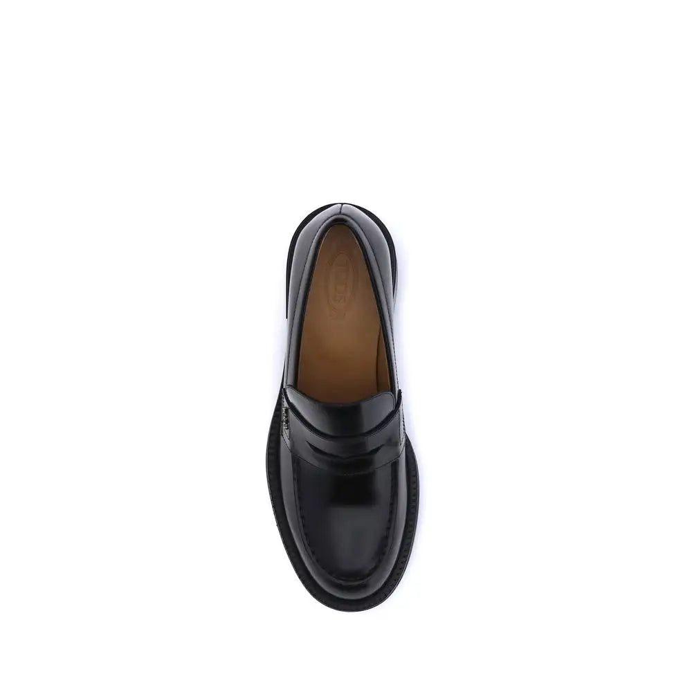 Tod’s Schwarze Kalbshaut Bos Taurus Plateau-Loafer