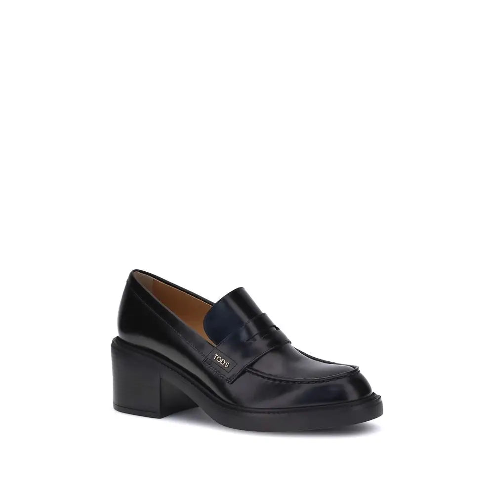 Tod’s Schwarze Kalbshaut Bos Taurus Plateau-Loafer