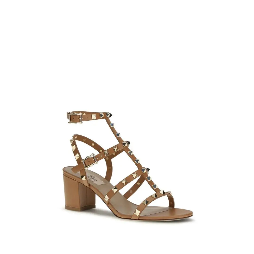 Valentino Garavani Beige Calf Leather Bos Taurus Riemen-Sandalen