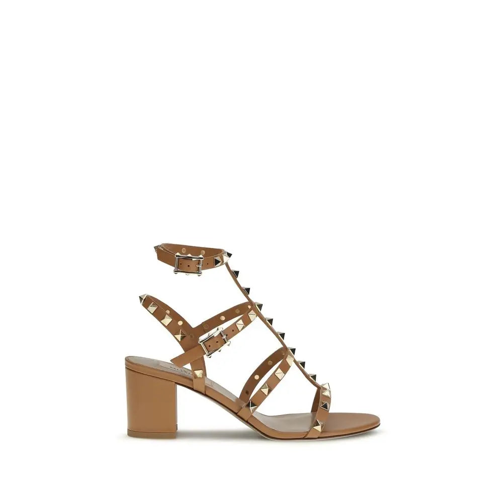 Valentino Garavani Beige Calf Leather Bos Taurus Riemen-Sandalen