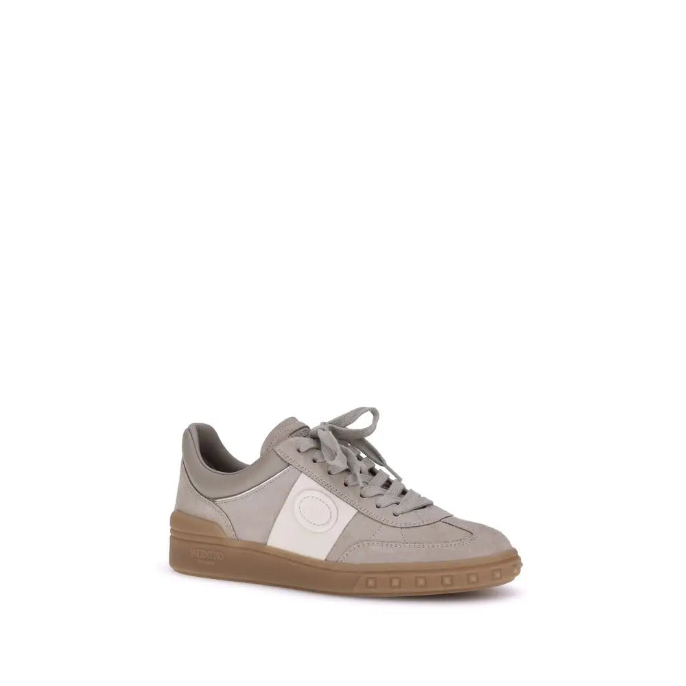 Valentino Garavani Beigefarbene Kalbshaut Bos Taurus Sneakers mit niedrigem Schaft - EU37/US7