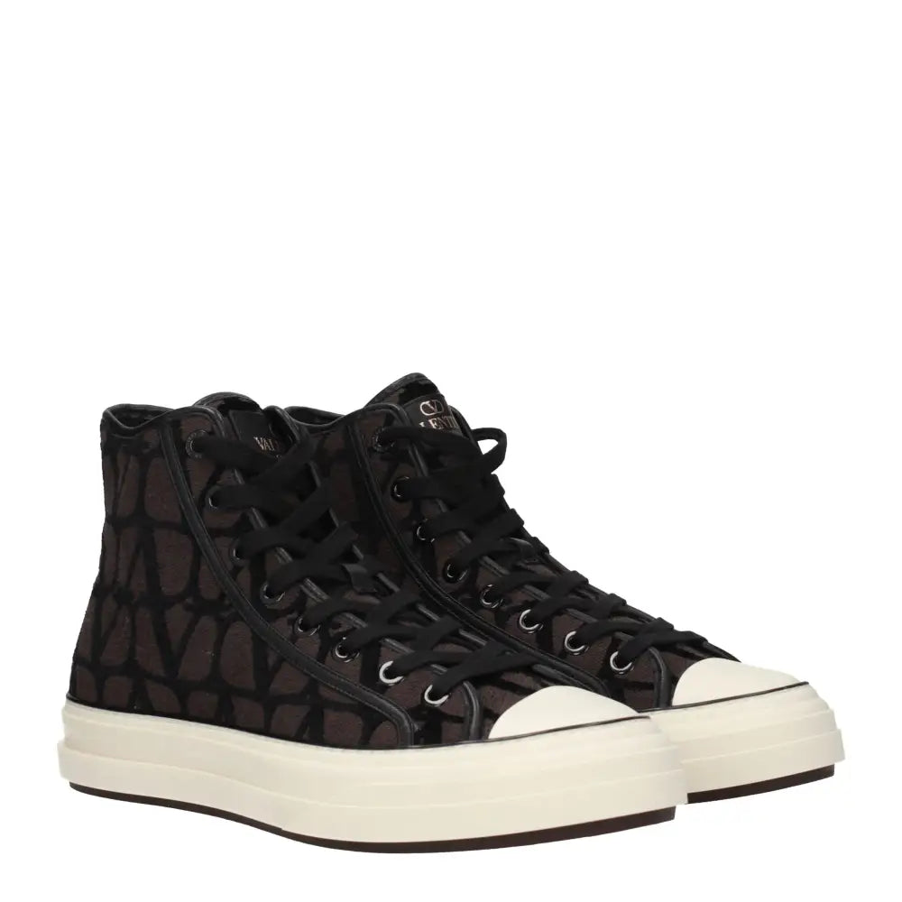 Valentino Garavani Braune High-Top-Sneaker aus Stoff - EU45/US12