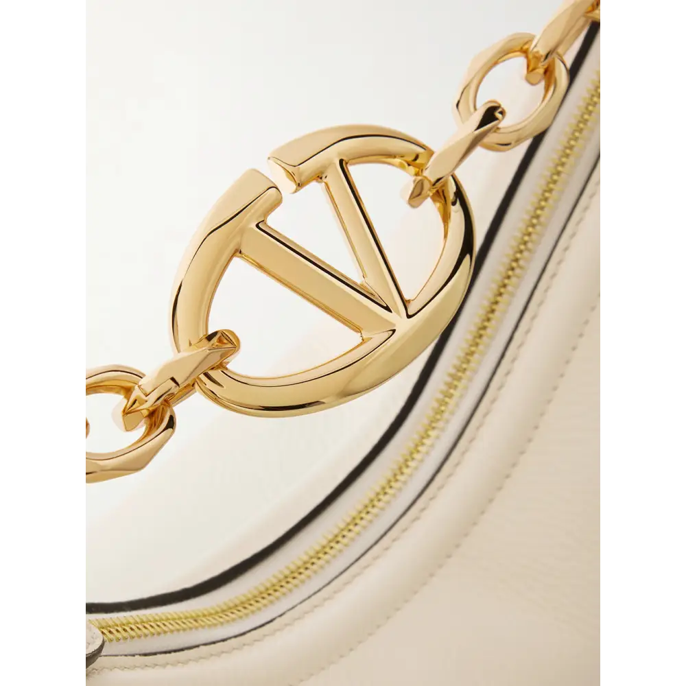 Valentino Garavani Elfenbeinfarbenes Leder Kleine Hobo Vlogo Umhängetasche