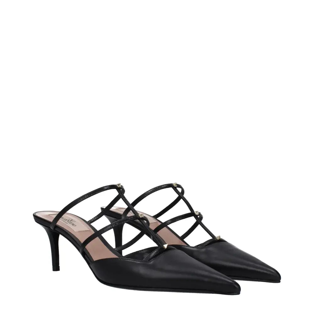 Valentino Garavani Flache Ledersandalen in Schwarz - EU36/US6