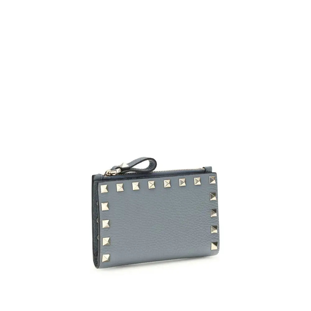 Valentino Garavani Geldbörse aus blauem Kalbsleder Bos Taurus