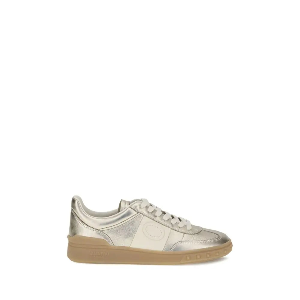 Valentino Garavani Goldene Kalbshaut Bos Taurus Sneakers mit niedrigem Schaft