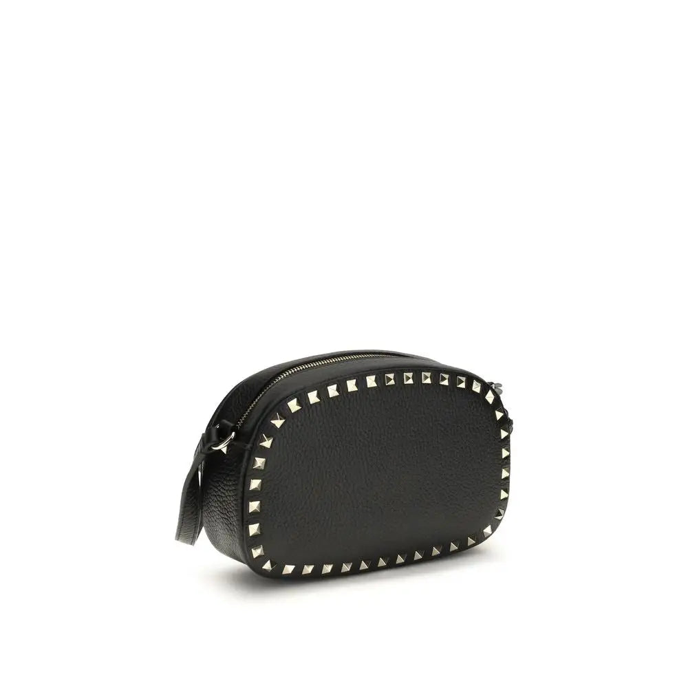 Valentino Garavani Schwarze Bos Taurus Kalbsleder Schultertasche