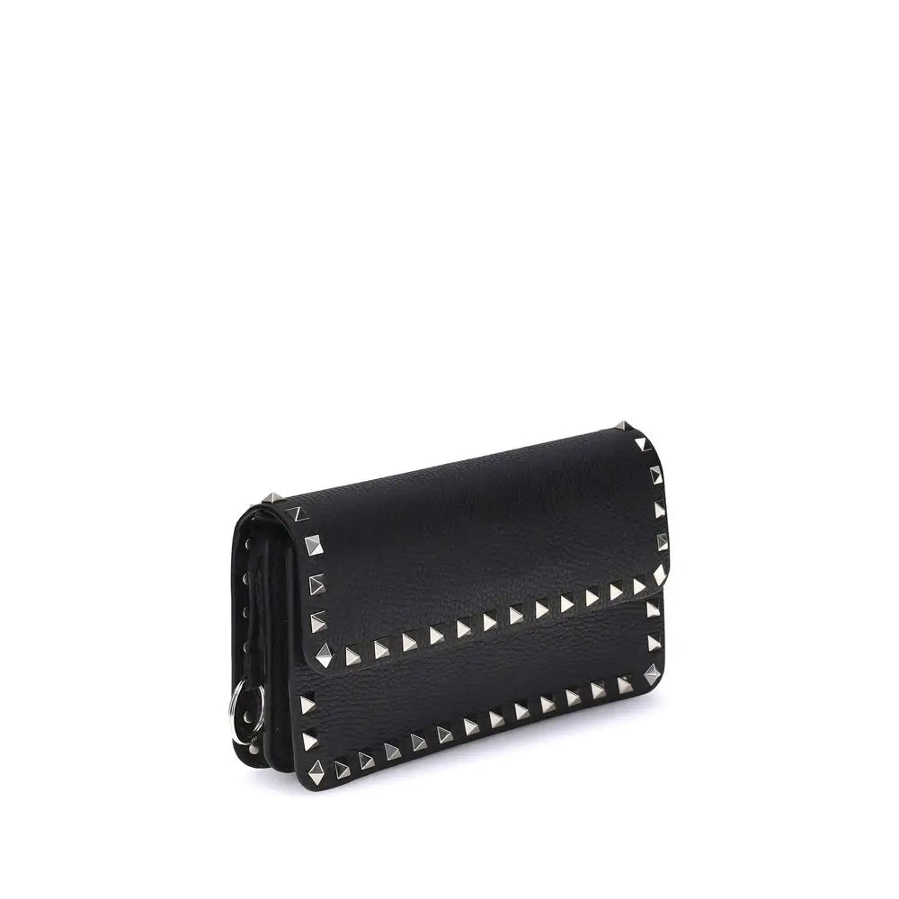 Valentino Garavani Schwarze Clutch-Tasche aus Kalbsleder Bos Taurus