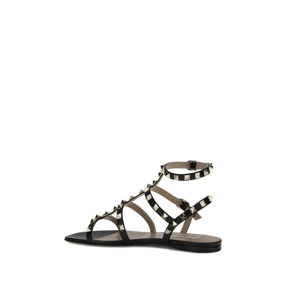 Valentino Garavani Schwarze Kalbsleder Bos Taurus Sandalen