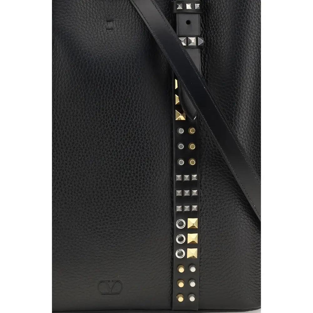 Valentino Garavani Schwarze Kalbsleder Bos Taurus Schultertasche