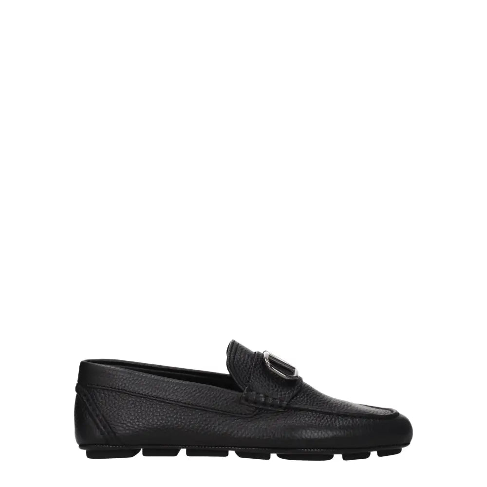Valentino Garavani Schwarze Leder Slipper