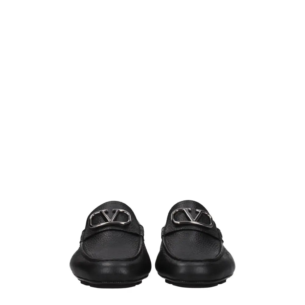 Valentino Garavani Schwarze Leder Slipper