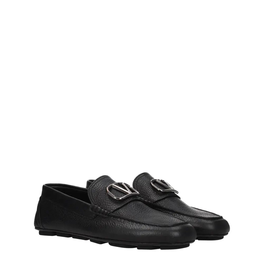 Valentino Garavani Schwarze Leder Slipper