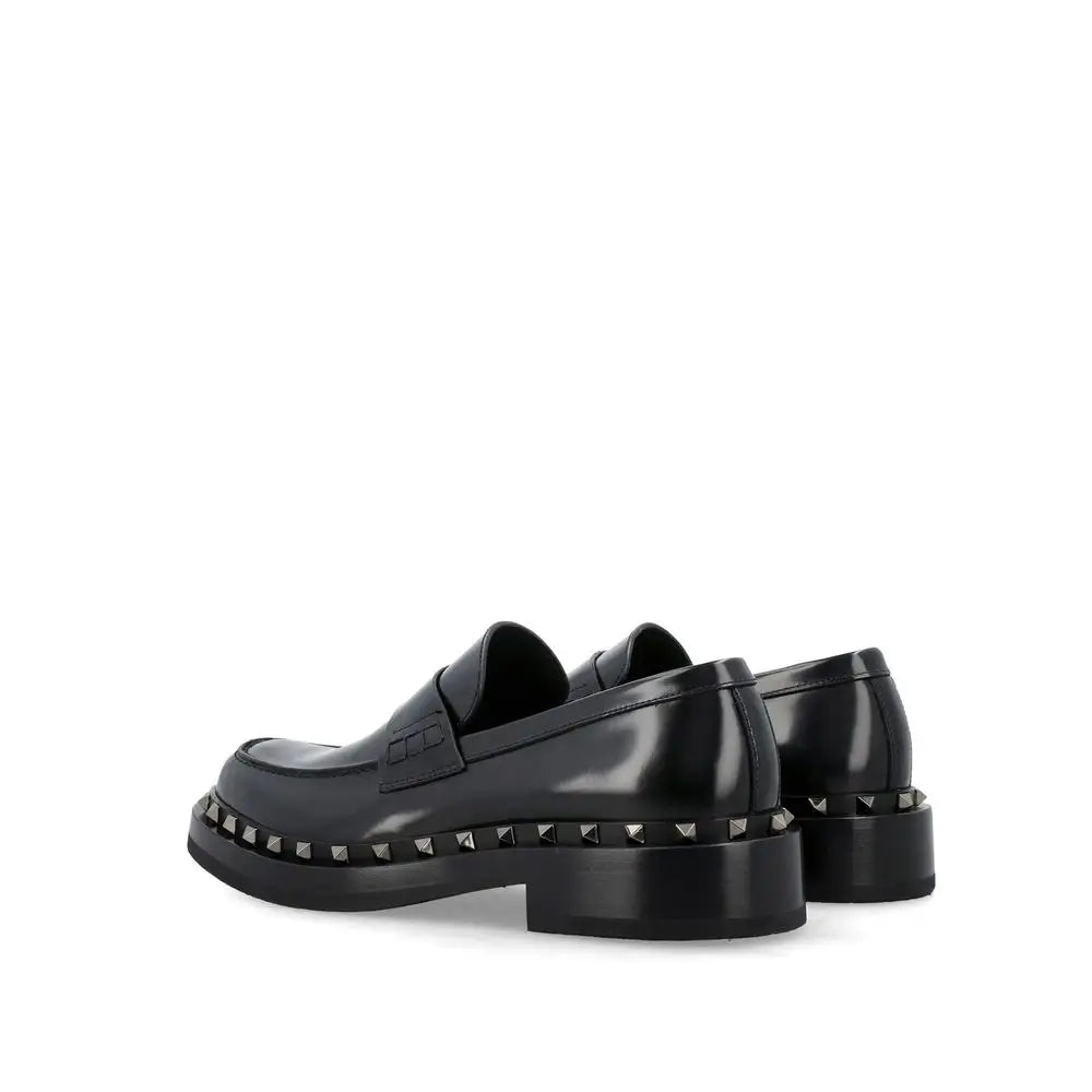 Valentino Garavani Schwarze Loafer aus Kalbsleder zum Hineinschlüpfen - EU43.5/US10.5