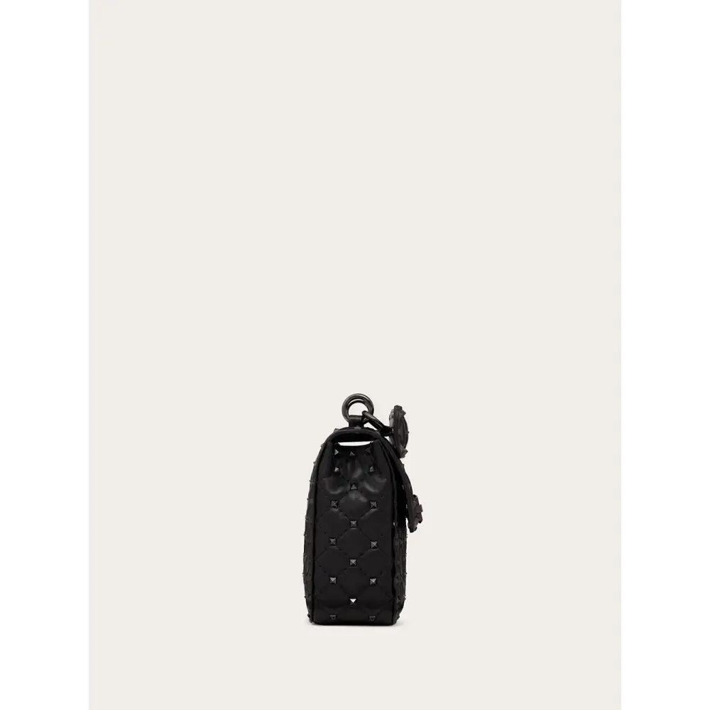 Valentino Garavani Schwarze Nappaleder Medium Rockstudt Spike Tasche