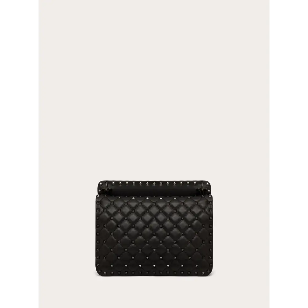Valentino Garavani Schwarze Nappaleder Medium Rockstudt Spike Tasche