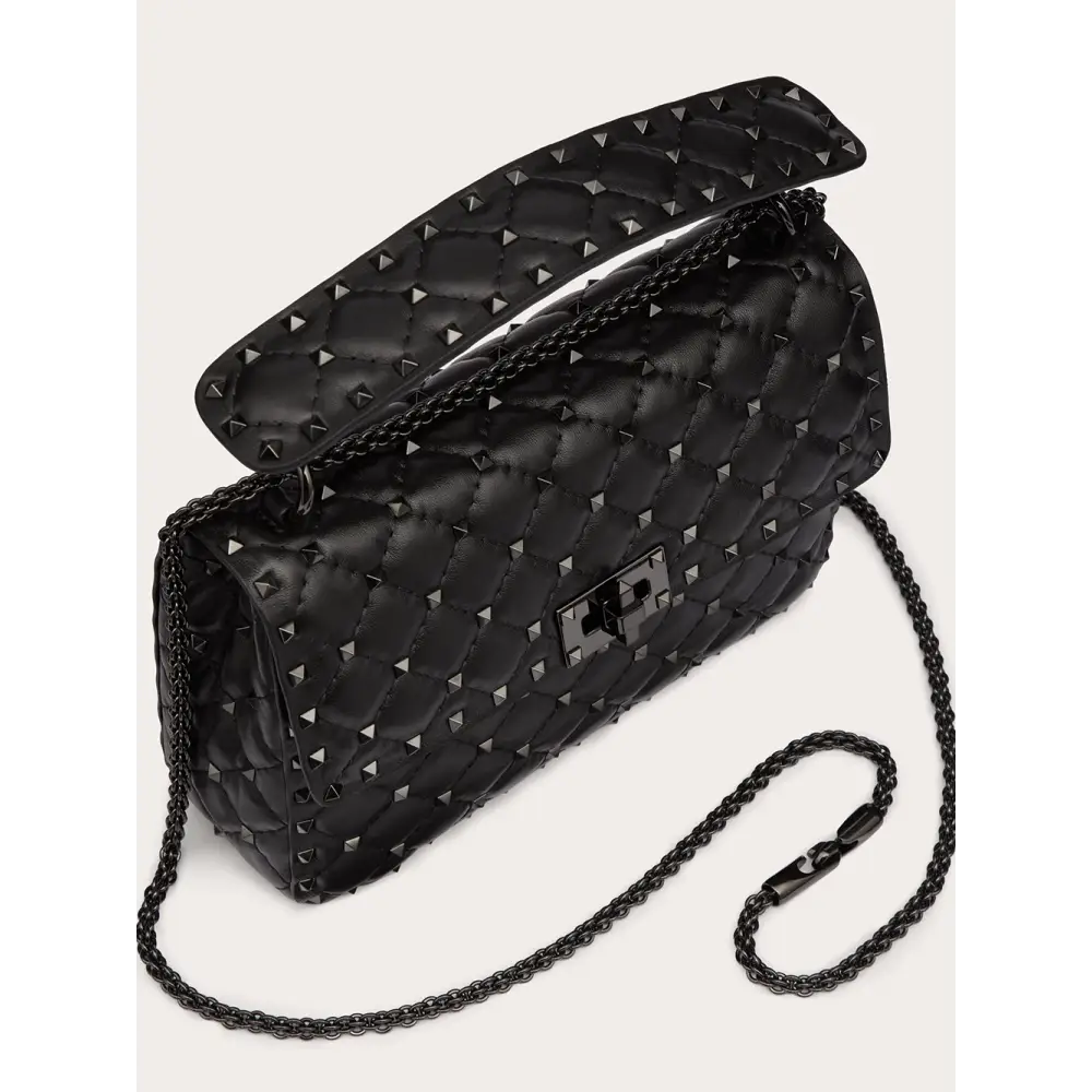 Valentino Garavani Schwarze Nappaleder Medium Rockstudt Spike Tasche