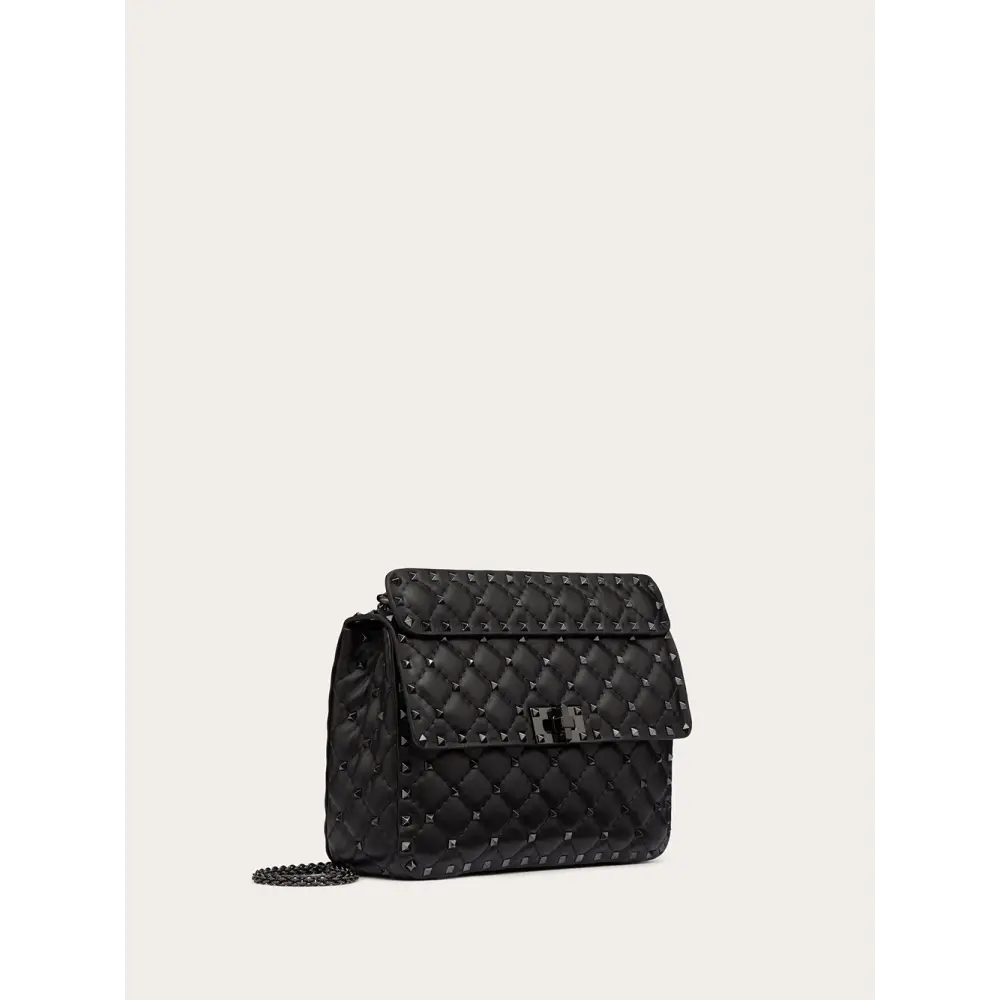Valentino Garavani Schwarze Nappaleder Medium Rockstudt Spike Tasche