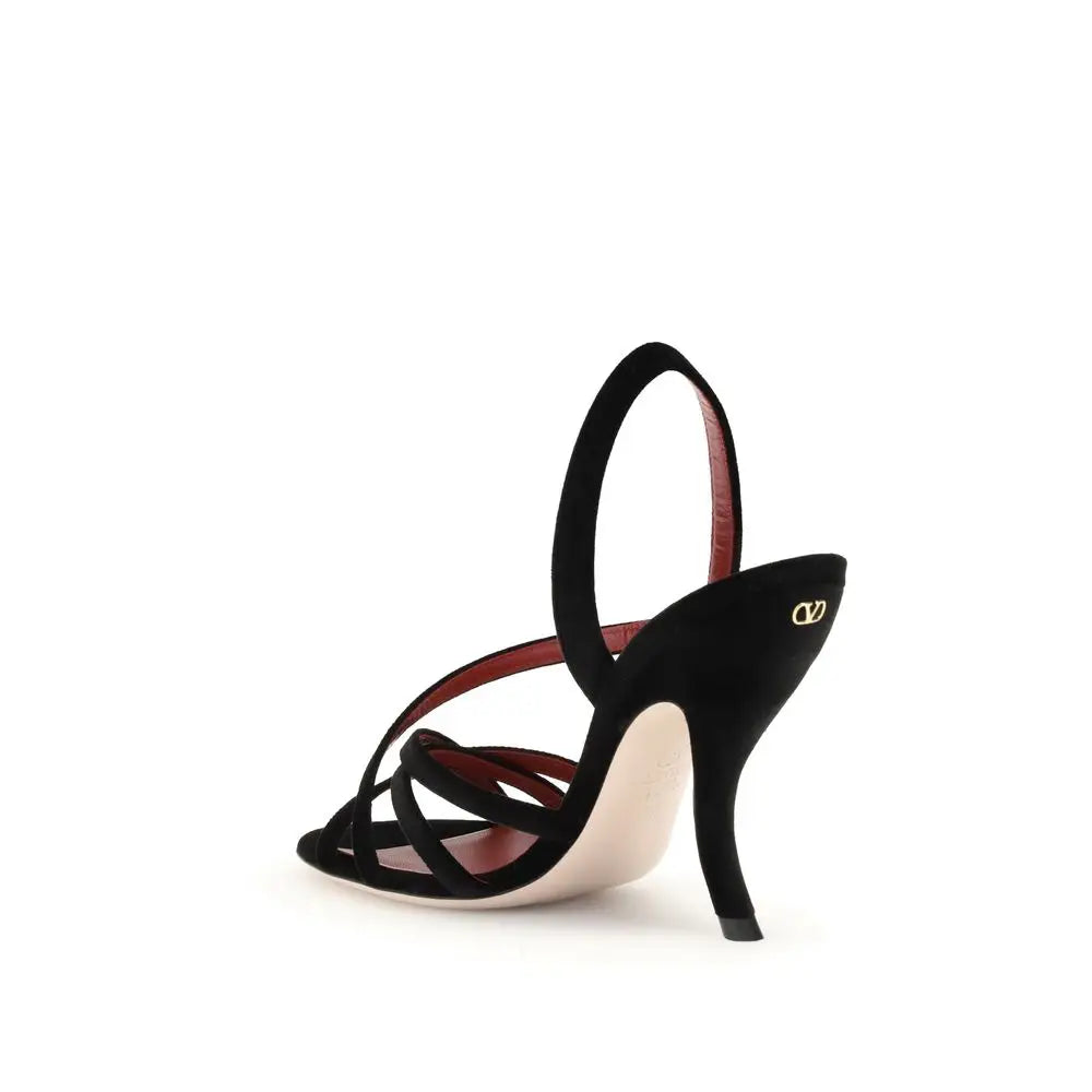 Valentino Garavani Schwarze Samt-Stilettosandalen