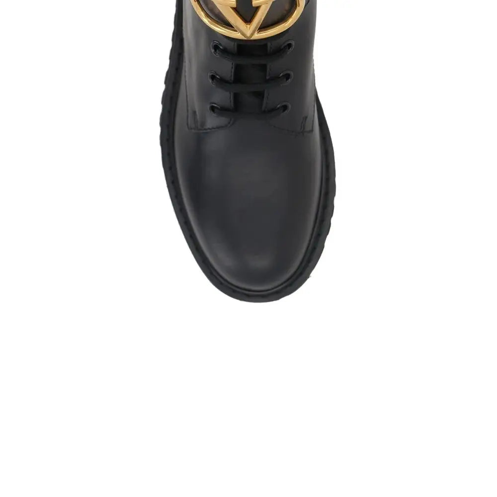 Valentino Garavani Schwarze Schnürstiefel aus Kalbsleder