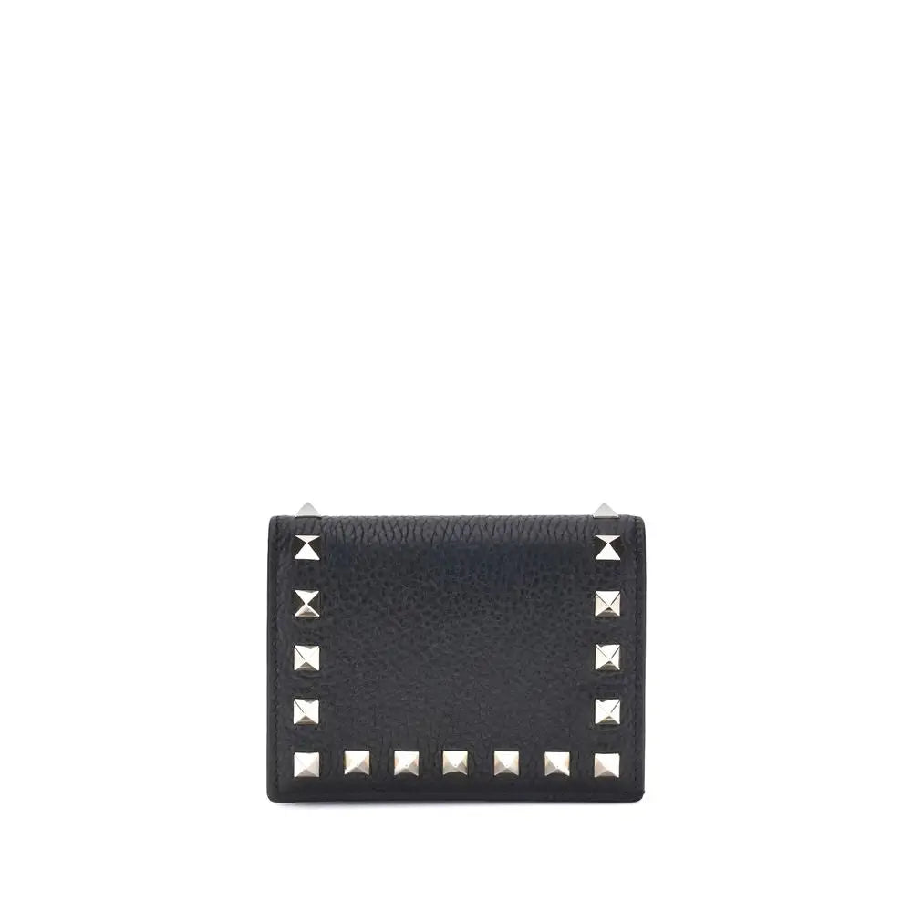 Valentino Garavani Schwarzes Kalbsleder Bos Taurus Portemonnaie