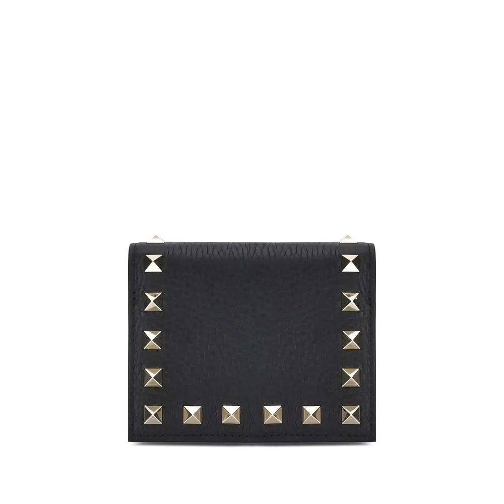 Valentino Garavani Schwarzes Portemonnaie aus Kalbsleder Bos Taurus