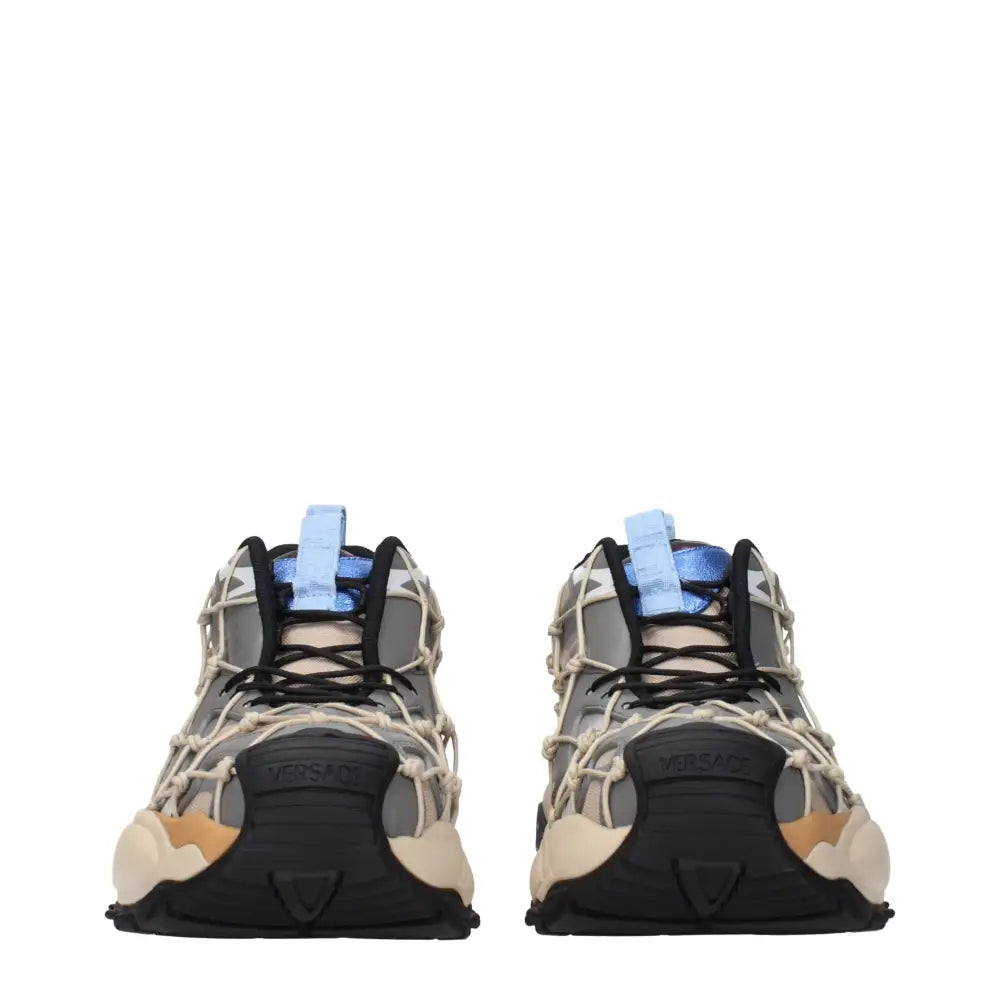 Versace Beige Stoff Turnschuhe