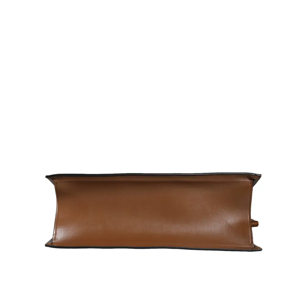 Versace Braune Jacquard-Leder-Logo-Crossbody-Tasche mit Obergriff