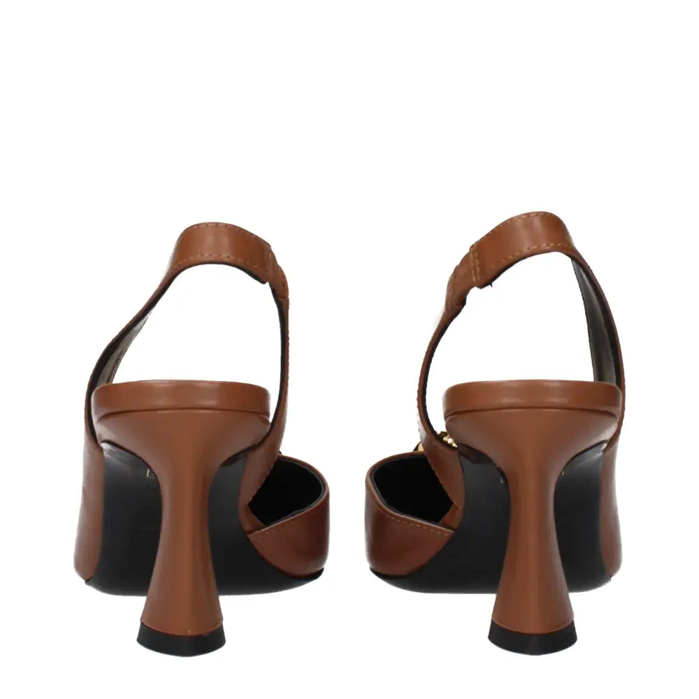 Versace Braune Leder Pumps mit hohem Absatz