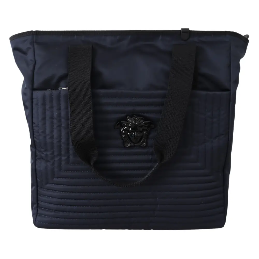 Versace Elegante blaue Nylon Tragetasche