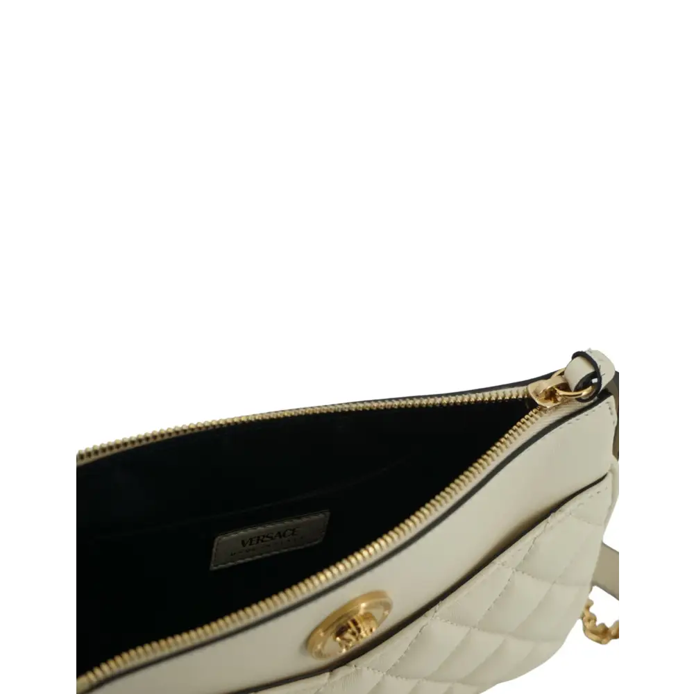 Versace Elegante Crossbody-Tasche aus weißem Lammleder