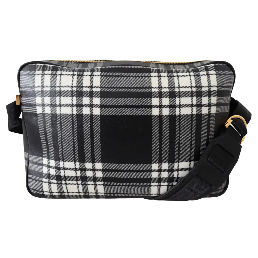 Versace Elegante graue Leder-Crossbody-Tasche