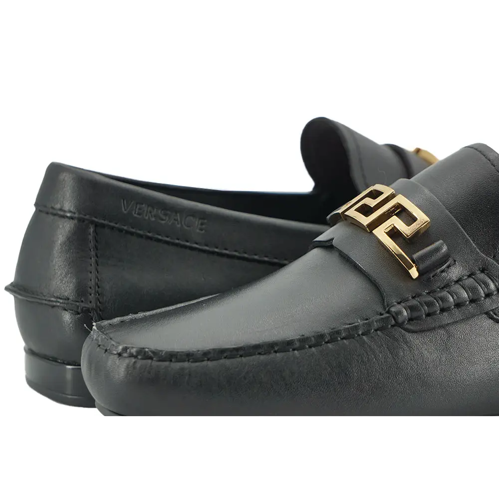 Versace Elegante Herren Loafers aus schwarzem Kalbsleder - EU39/US6