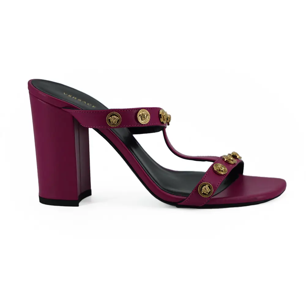 Versace Elegante hohe Sandalen aus lila Kalbsleder