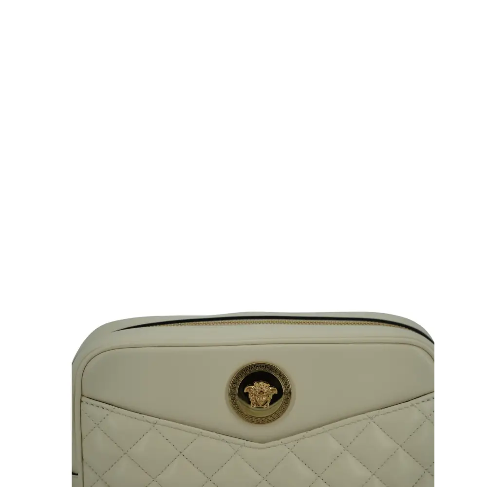 Versace Elegante Kamera-Umhängetasche aus weißem Leder
