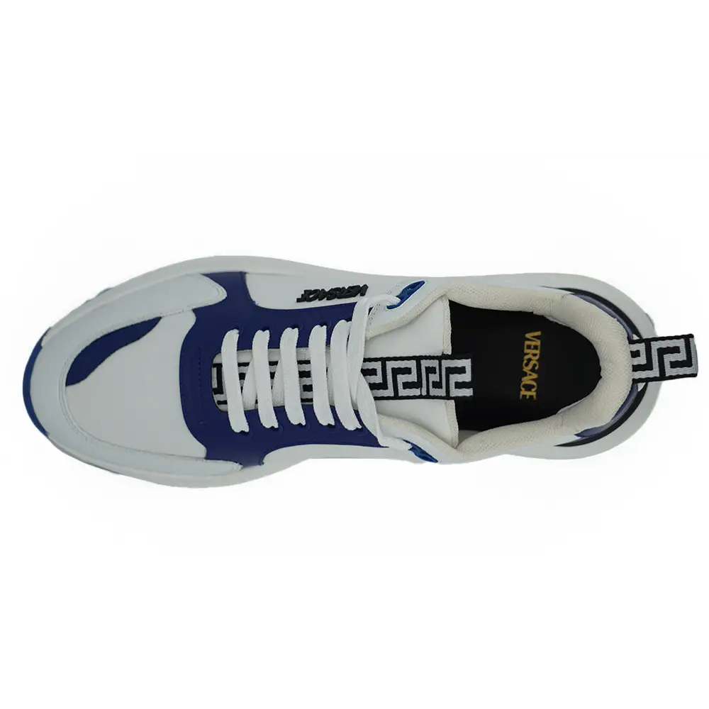 Versace Elegante Leder-Sneakers in Blau und Weiß - EU44/US11