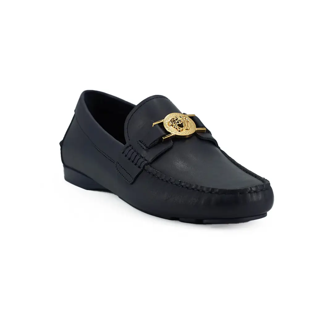 Versace Elegante marineblaue Loafers aus Kalbsleder