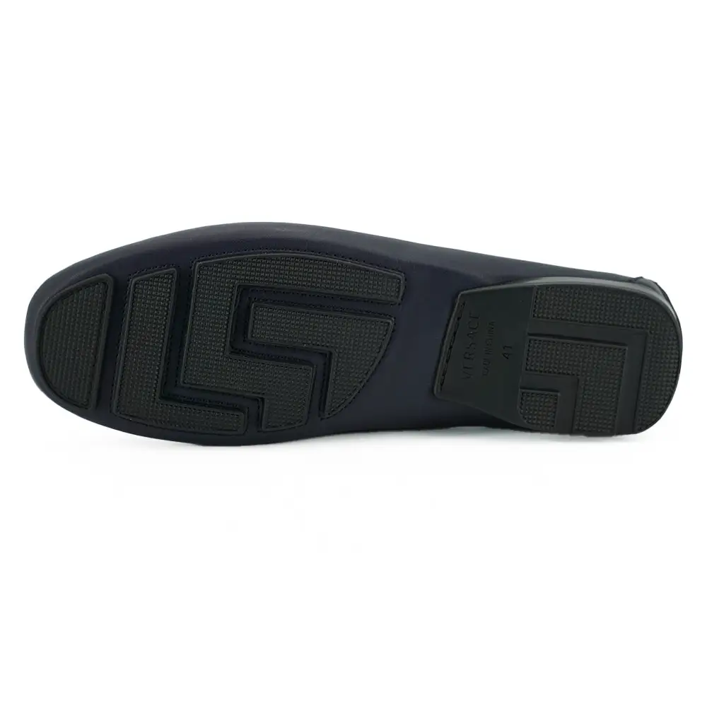 Versace Elegante marineblaue Loafers aus Kalbsleder