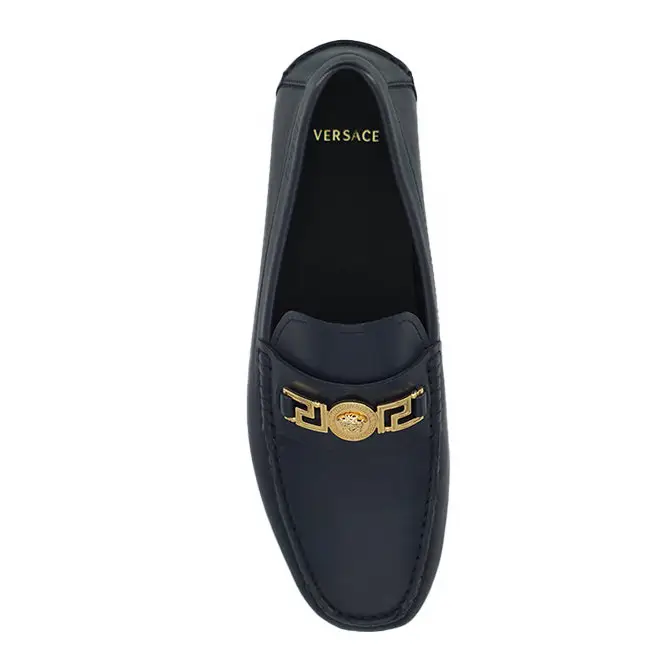 Versace Elegante marineblaue Loafers aus Kalbsleder