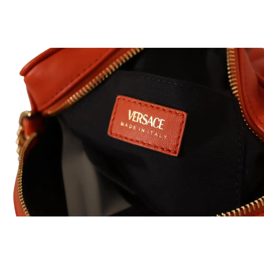 Versace Elegante runde Crossbody-Tasche aus Nappaleder