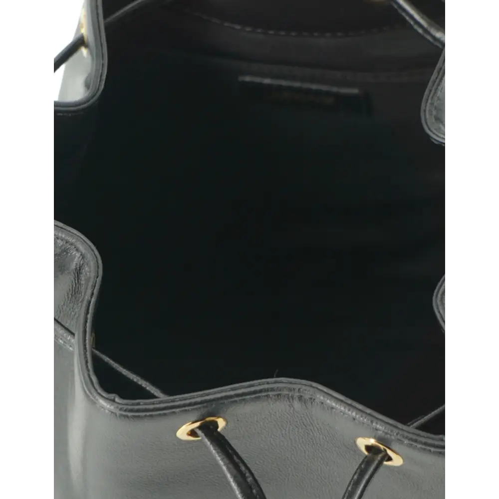 Versace Elegante schwarze Leder Medusa Bucket Umhängetasche