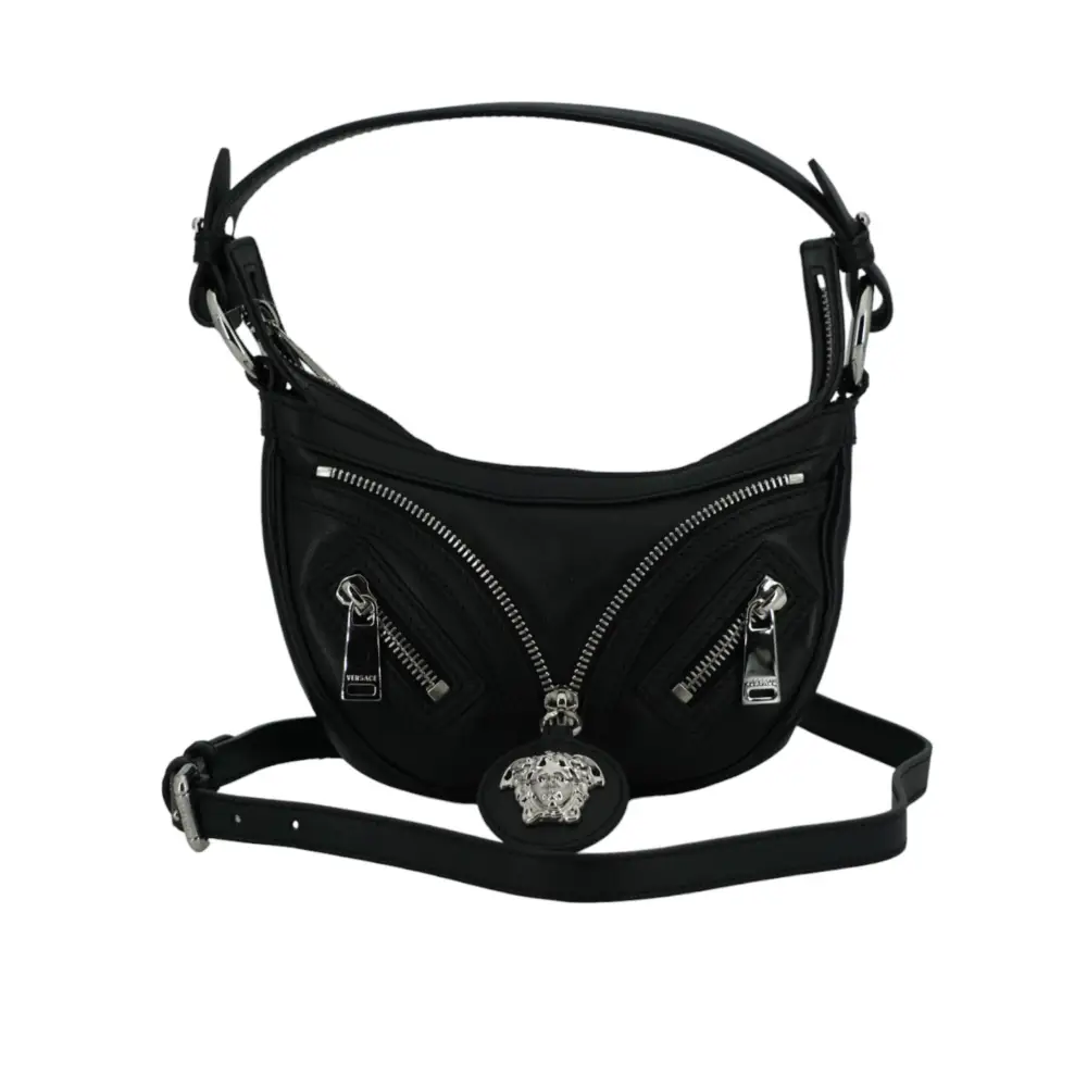Versace Elegante schwarze Mini-Hobo-Umhängetasche