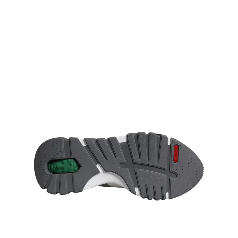 Versace Grau Leder Neopren Chunky Low Top Squalo Turnschuhe Schuhe