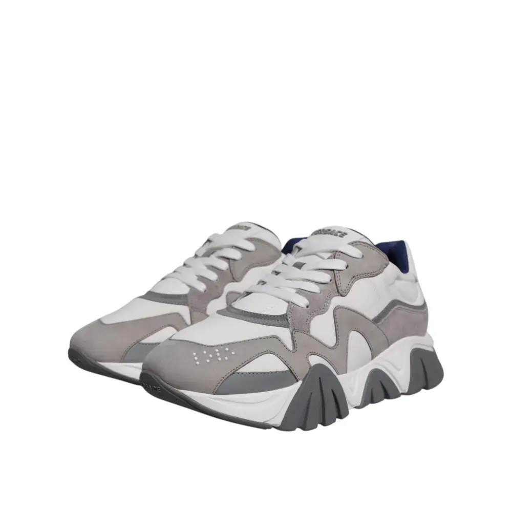 Versace Grau Leder Neopren Chunky Low Top Squalo Turnschuhe Schuhe